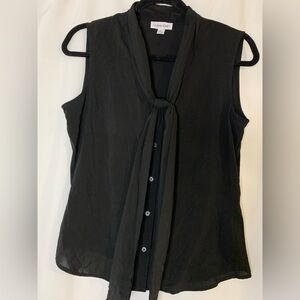Calvin Klein Women's Black Sleeveless Tie Top Size S